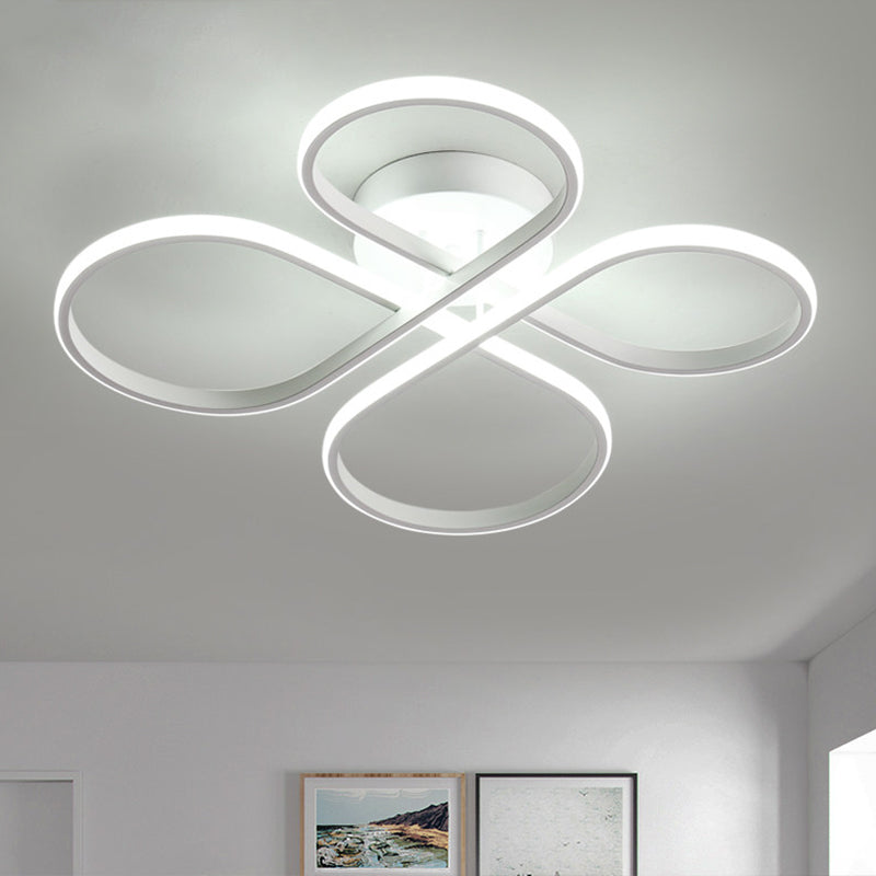 23 "/27,5" W Minimalistische LED Semi Flush White Floral Dicht bij plafondverlichting met acrylschaduw, warm/wit licht