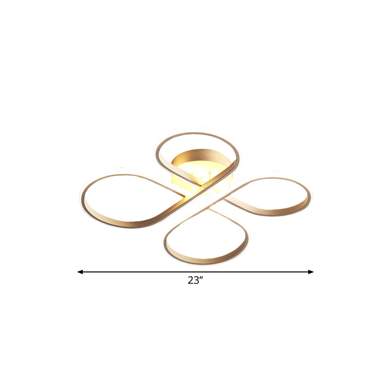 23 "/27,5" W Minimalistische LED Semi Flush White Floral Dicht bij plafondverlichting met acrylschaduw, warm/wit licht