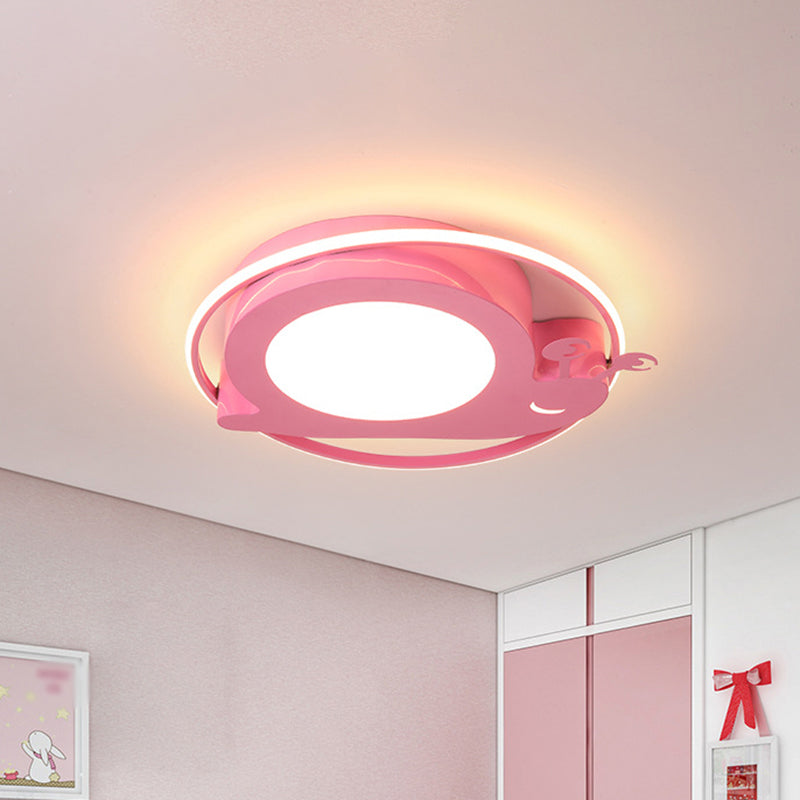 Acrylic Cartoon Bee Ceiling Light Modernism LED Flush Mount Lamp in Pink for Nursery, Warm/White Light