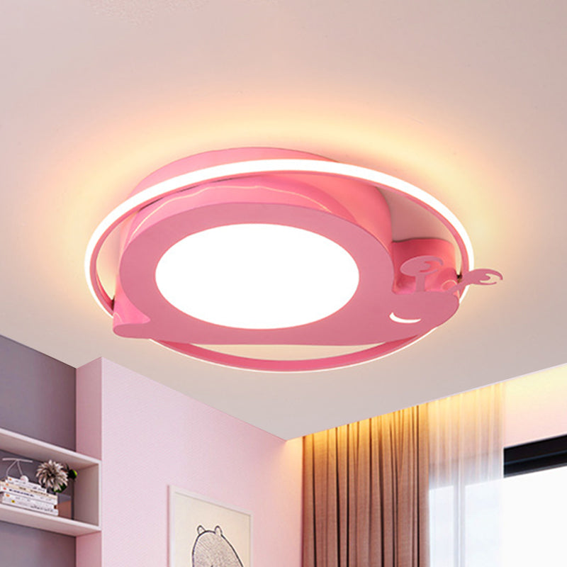 Acrylic Cartoon Bee Ceiling Light Modernism LED Flush Mount Lamp in Pink for Nursery, Warm/White Light