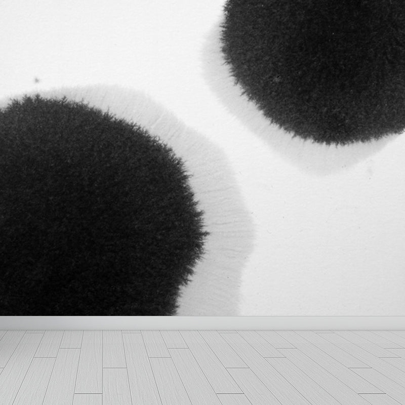 Minimalist Ink Brushstroke Wall Mural Black and White Waterproofing Wall Decor for Room