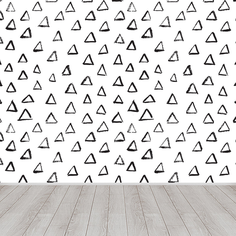 Black and White Botanic Drawing Mural Geometric Modern Water-Proof Wall Covering