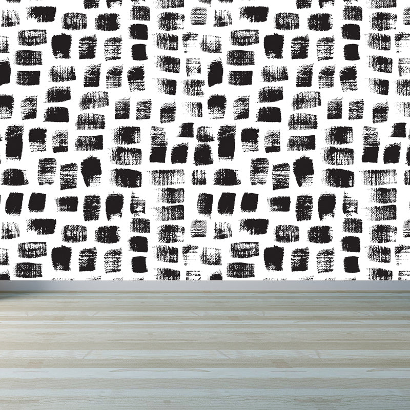 Seamless Pattern Plant Mural Decal Modern Non-Woven Cloth Wall Art in Black and White