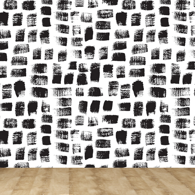 Seamless Pattern Plant Mural Decal Modern Non-Woven Cloth Wall Art in Black and White