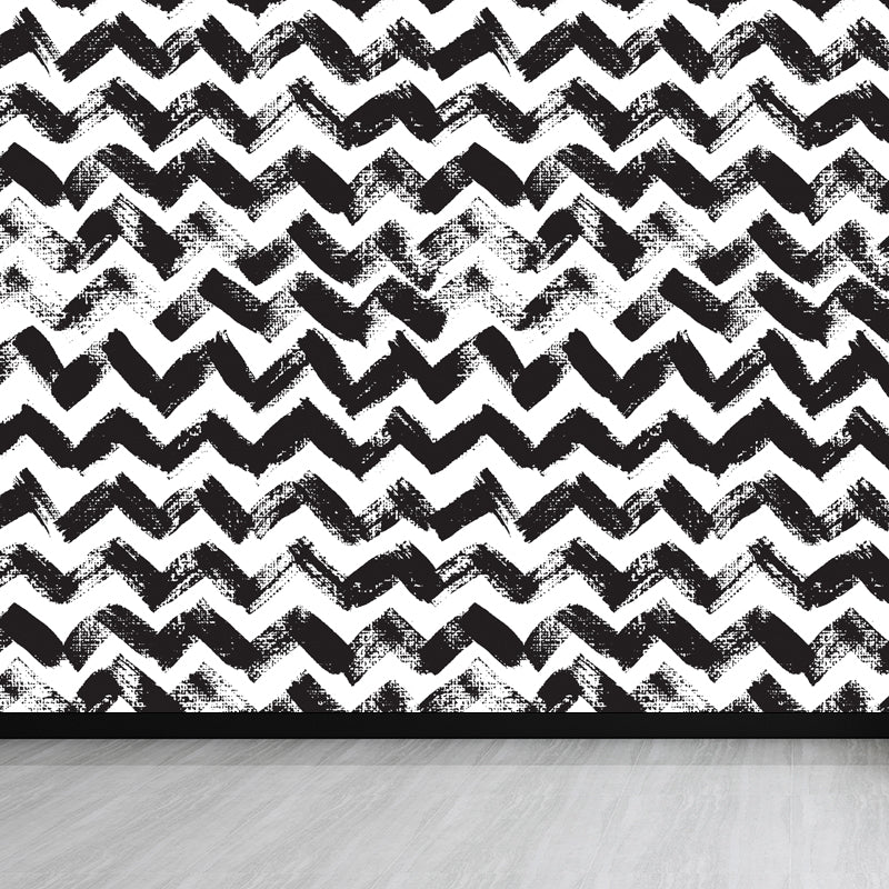 Seamless Pattern Plant Mural Decal Modern Non-Woven Cloth Wall Art in Black and White