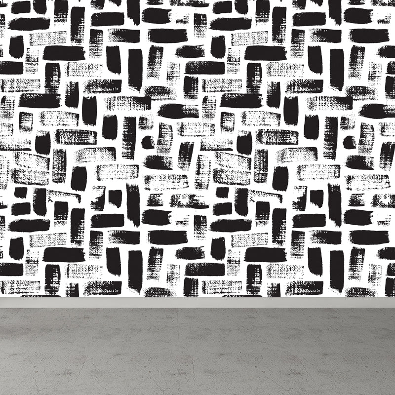 Seamless Pattern Plant Mural Decal Modern Non-Woven Cloth Wall Art in Black and White