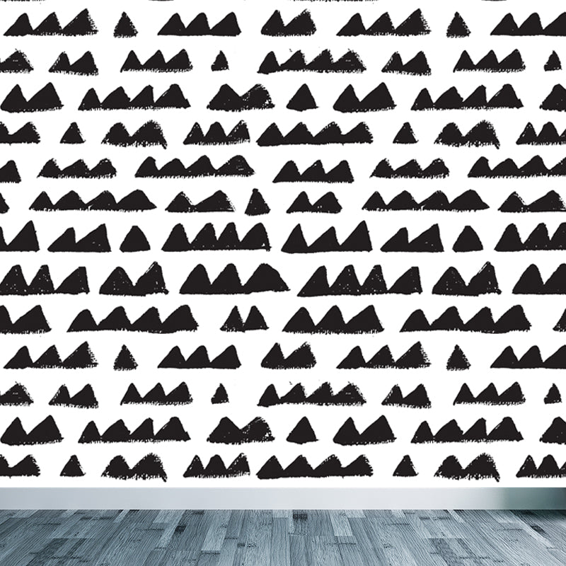 Black and White Modern Mural Large Illustration Leaves Print Wall Decor for Bedroom