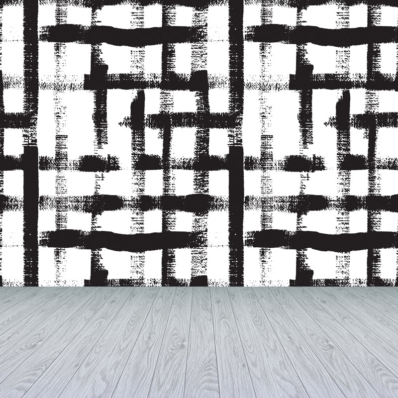 Modern Geometric Wall Mural Non-Woven Stain Resistant Black and White Wall Art for Home