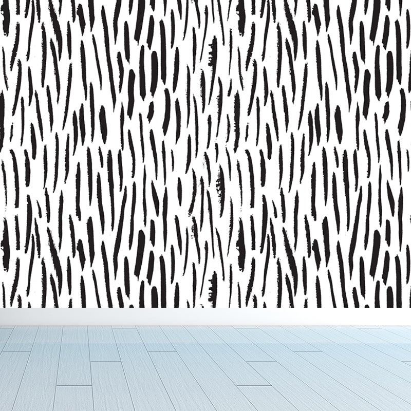 Modern Geometric Wall Mural Non-Woven Stain Resistant Black and White Wall Art for Home