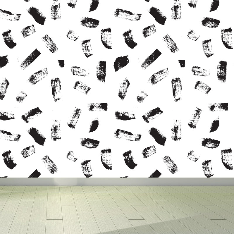 Modern Geometric Wall Mural Non-Woven Stain Resistant Black and White Wall Art for Home