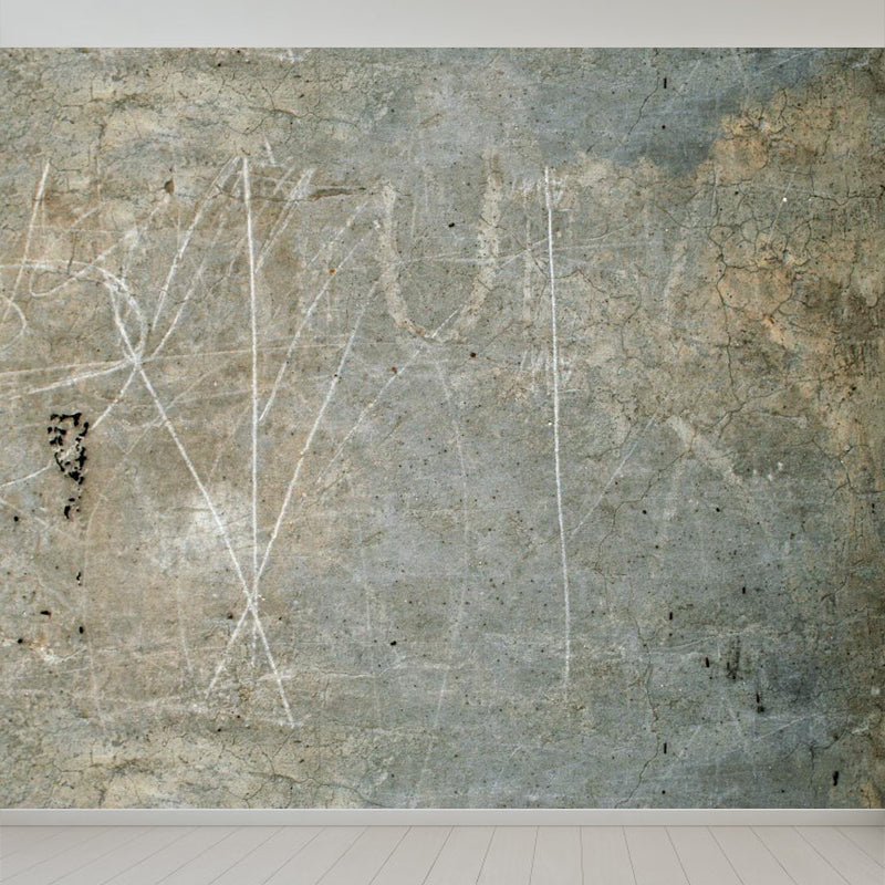 Scratched Wall Mural Decal Pastel Color Industrial Style Wall Covering for Boys Room