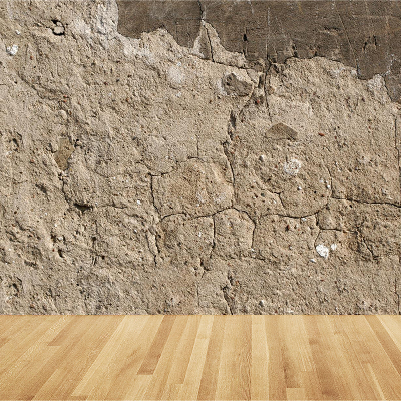 Shabby Stone Mural Wallpaper for Living Room, Light Color, Custom Size Available