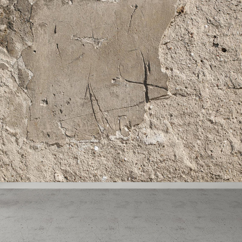 Shabby Stone Mural Wallpaper for Living Room, Light Color, Custom Size Available