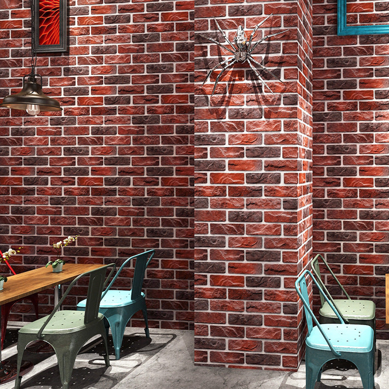 For Barber Shop Wallpaper with Dark Color Brick, 20.5 in x 33 ft, Non-Pasted