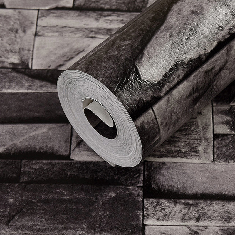 Dark Color Retro Rock and Brick Wallpaper, 20.5"W x 31'L, Non-Paste