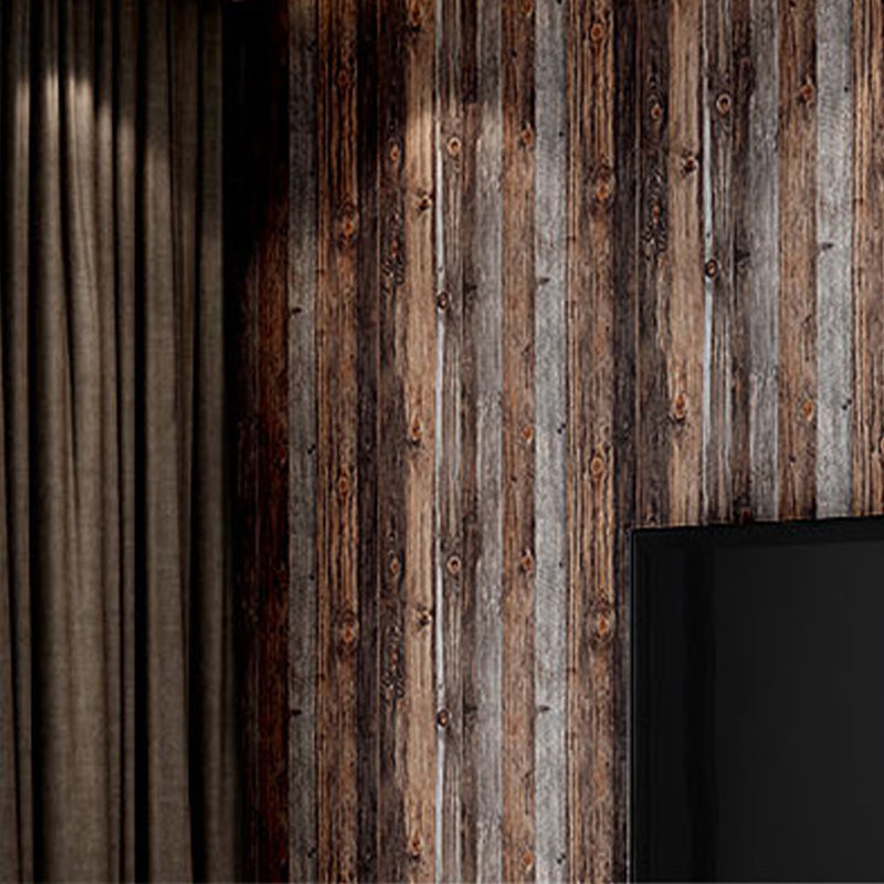 Plaster Wallpaper with 3D Distressed Wood, Dark Color, 20.5" x 31'