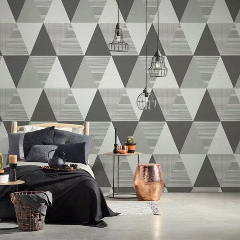 Washable Non-Pasted Grid and Harlequin PVC Wallpaper in Light Color