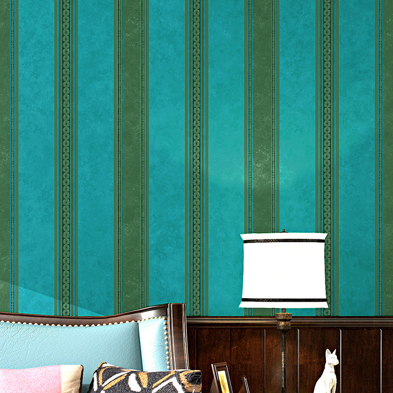 Retro Countryside Wallpaper with Nostalgic Dark Color Vertical Stripes, 20.5" x 33', Non-Pasted