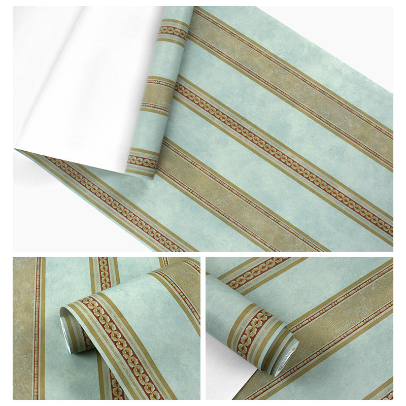 Retro Countryside Wallpaper with Nostalgic Dark Color Vertical Stripes, 20.5" x 33', Non-Pasted