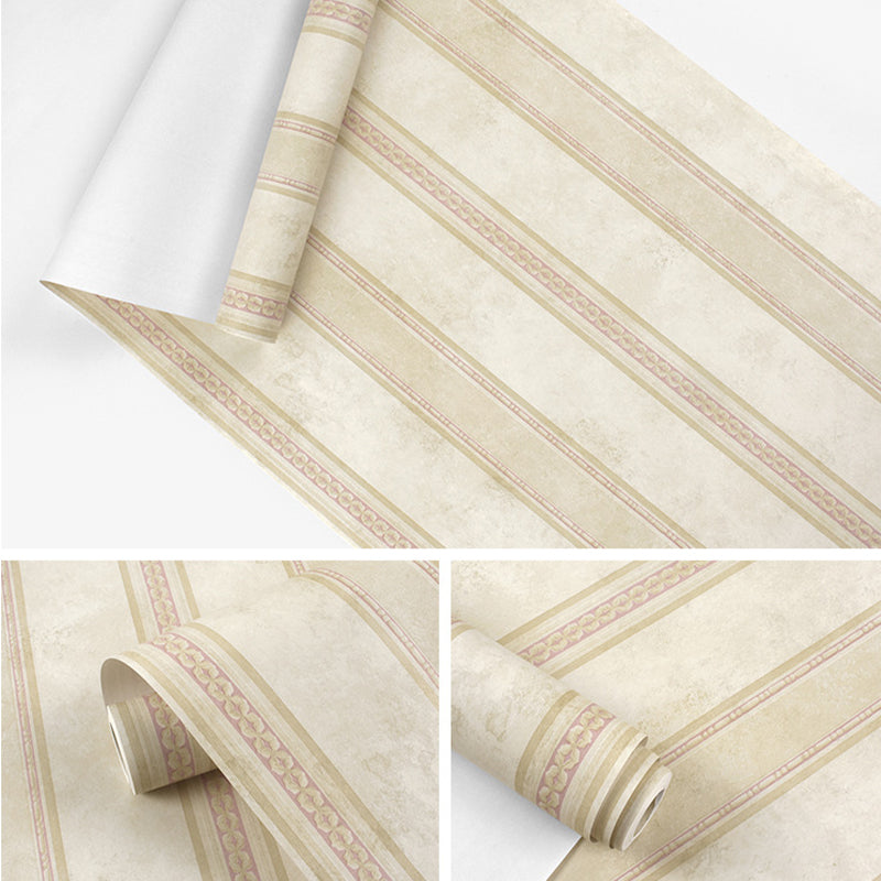 Retro Countryside Wallpaper with Nostalgic Dark Color Vertical Stripes, 20.5" x 33', Non-Pasted