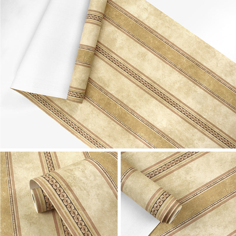 Retro Countryside Wallpaper with Nostalgic Dark Color Vertical Stripes, 20.5" x 33', Non-Pasted