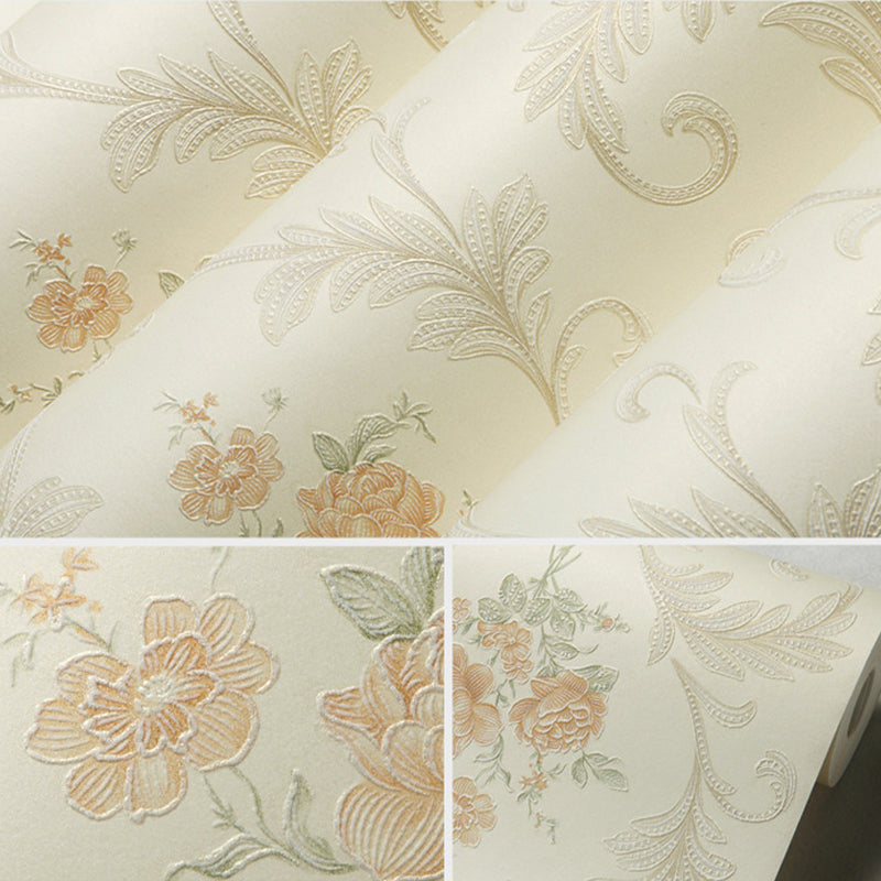 Retro Yellow 20.5-inch x 33-foot Non-Woven Decorative Curved Branch and Blossoms Wallpaper