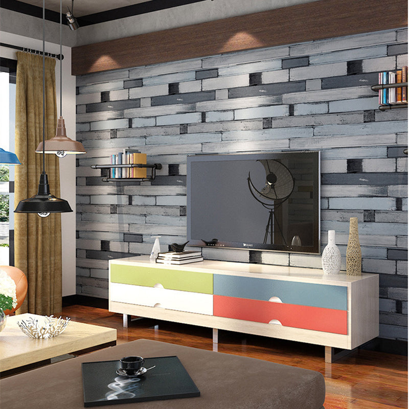 Faux Wood of Horizontal Design Non-Pasted Wallpaper, 33' x 20.5", Multi-Colored