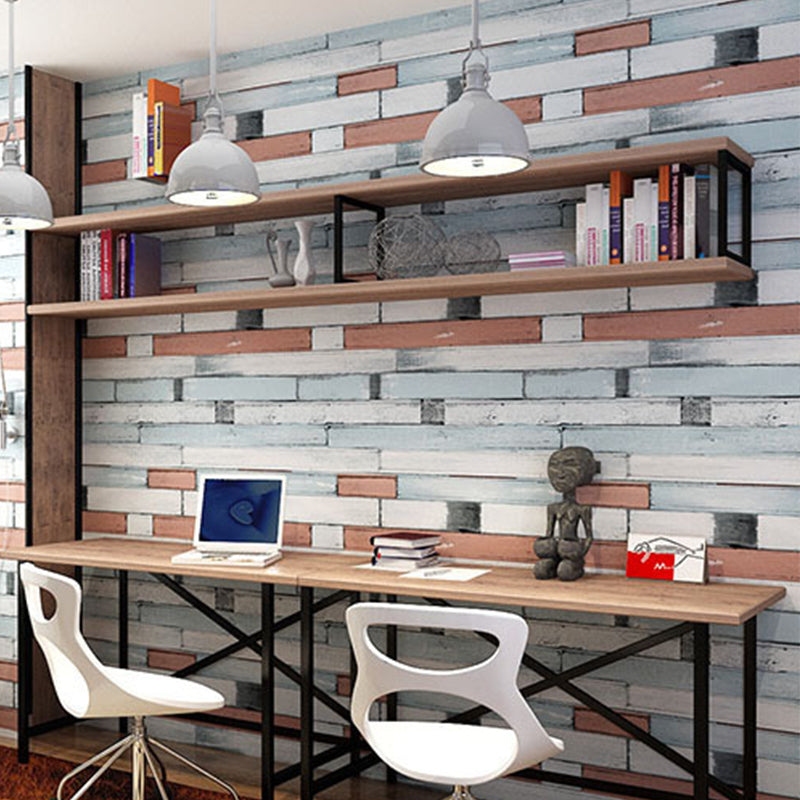 Faux Wood of Horizontal Design Non-Pasted Wallpaper, 33' x 20.5", Multi-Colored