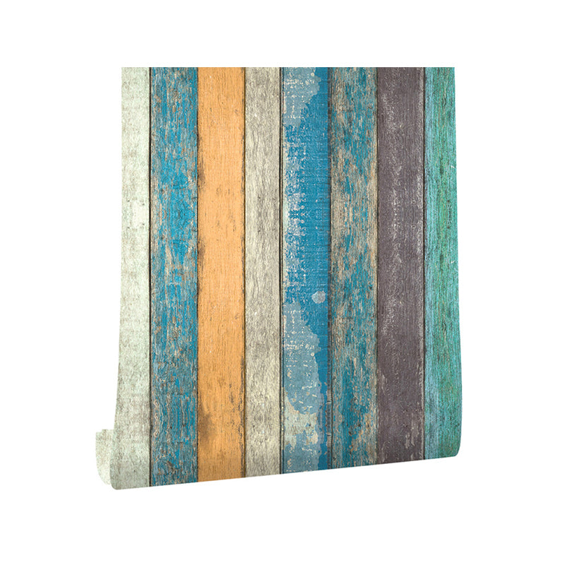 29.1 sq ft. Rustic Minimalist Wood and Stripe Removable Wallpaper in Sky Blue
