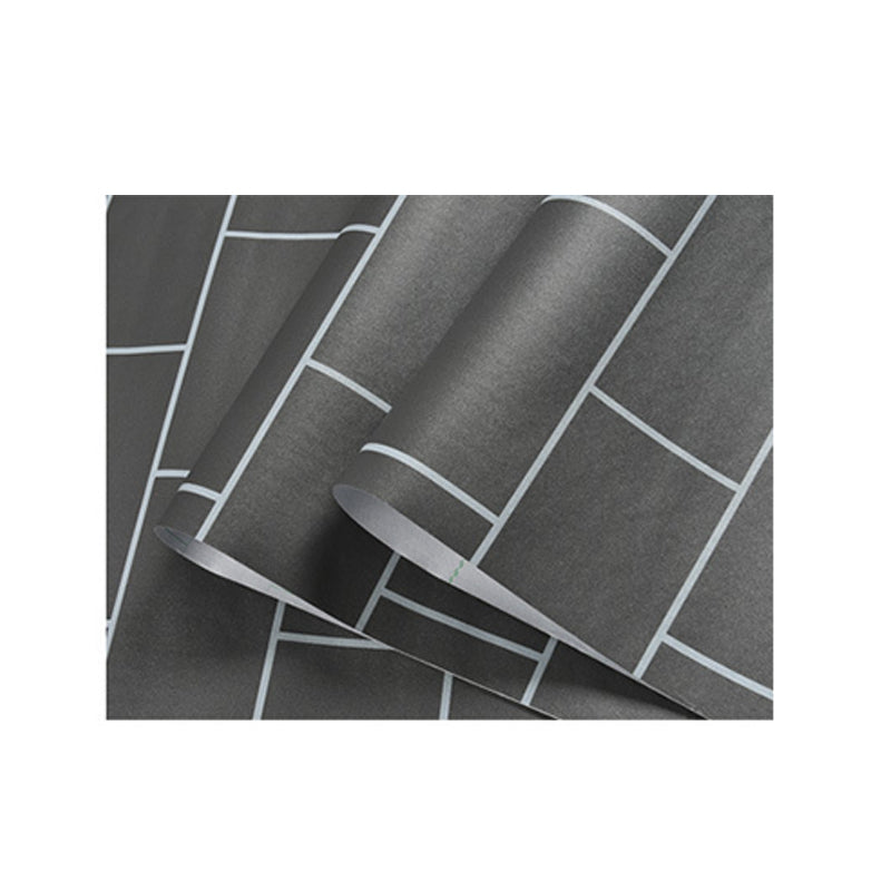 Natural Color 64.6 sq ft. PVC Water-Resistant Grid and Brick Wallpaper