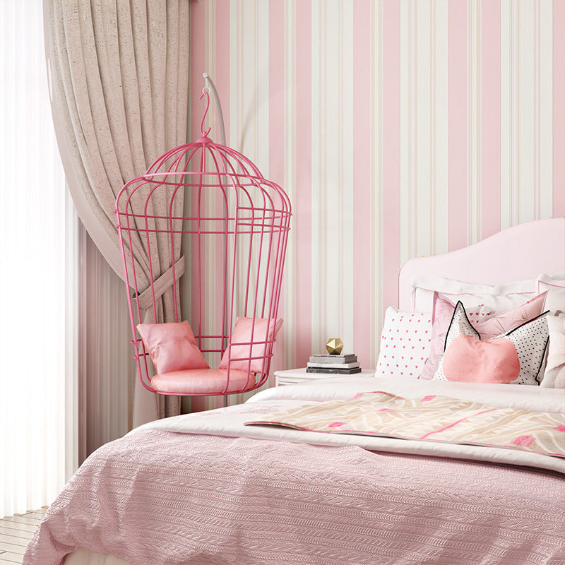 Non-Pasted 20.5-inch x 33-foot Contemporary Vertical Stripe Wallpaper for Kids' Bedroom