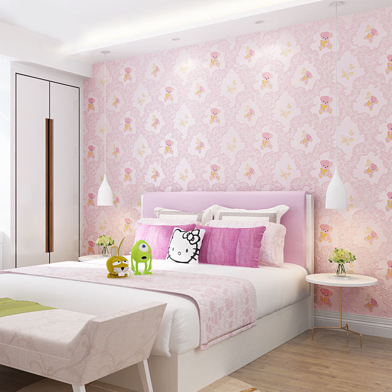 16.5 ft. x 20.5 in Minimalist Cartoon Bear Wallpaper for Kid, Non-Pasted
