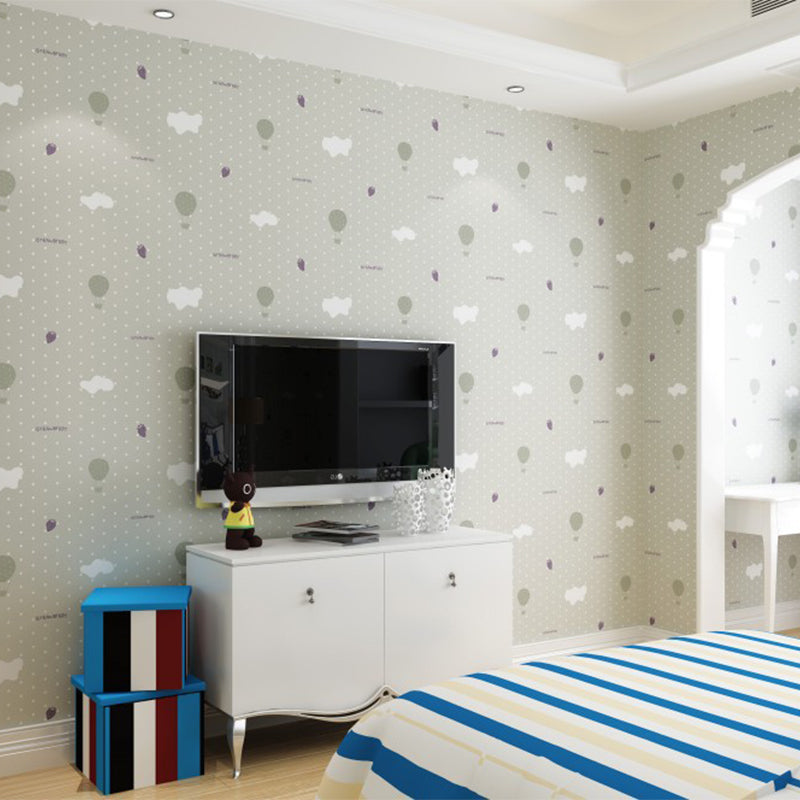 20.5"W x 33'L Romantic Minimalist Cartoon Balloon Non-Pasted Wallpaper for Girls