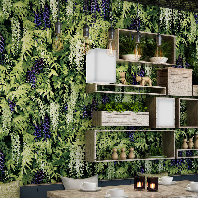 Non-Pasted 20.5-inch x 33-foot Fresh 3D Creeper and Boston Ivy Wallpaper for Restaurant and Dessert Shop