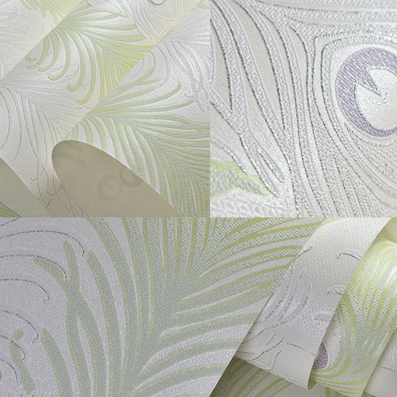 Non-Pasted Wallpaper with Industrial Color Peacock Tail and Feather, 33 ft. x 20.5 in