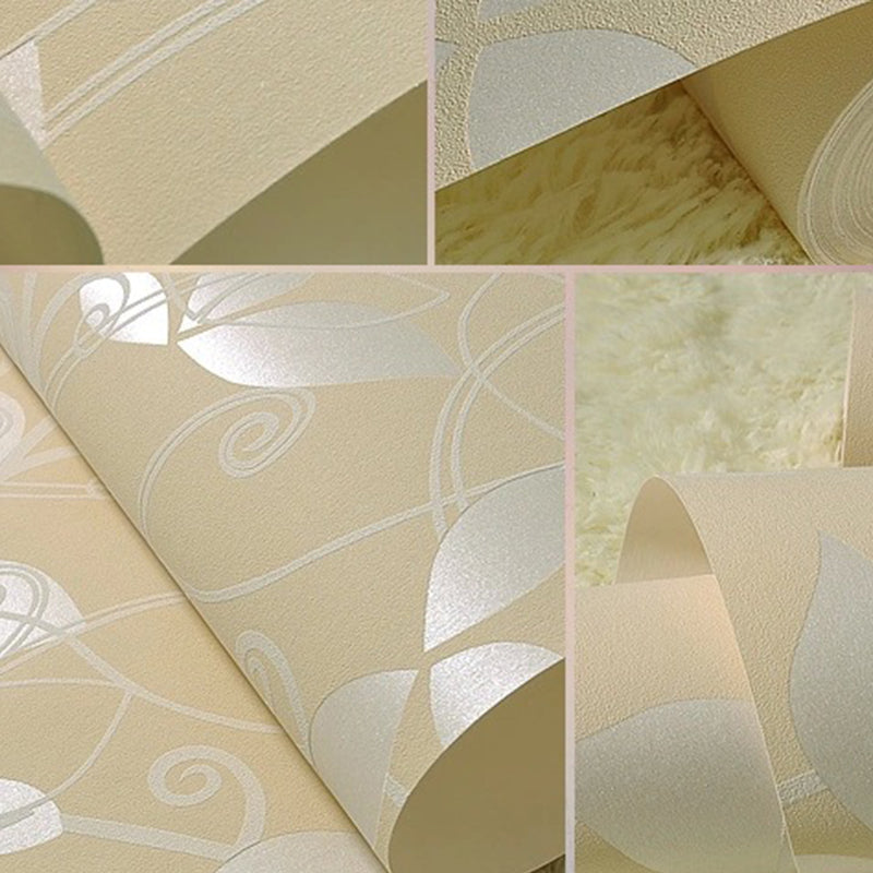 Girly Beige Romantic Fresh Butterfly-Like Leaves Wallpaper, 20.5-inch x 33-foot, Non-Pasted