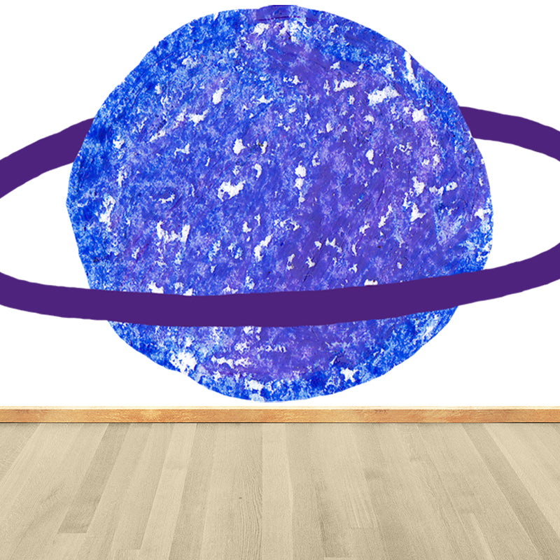 Fictional Ringed Planet Mural Wallpaper Colorful Moisture Resistant Wall Art for Nursery