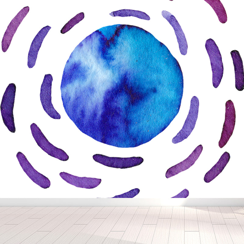 Science Fiction Universe Sphere Mural Bright Color Waterproofing Wall Covering for Bedroom