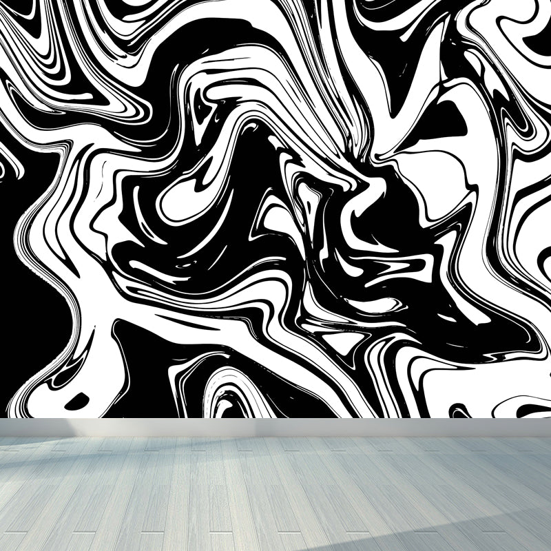 Illustration Waves Print Mural Wallpaper Large Wall Covering for Living Room, Custom Made