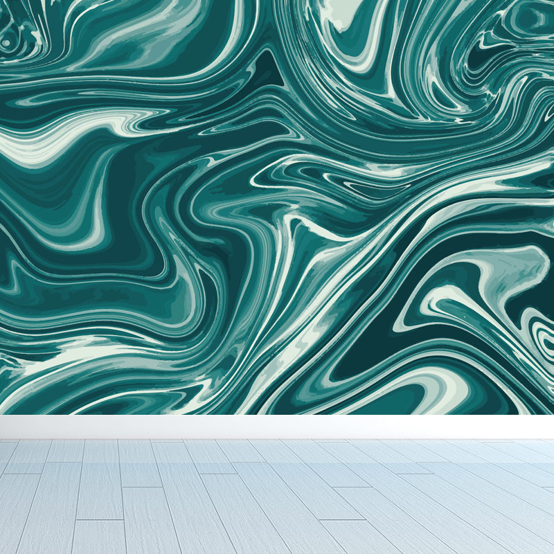 Illustration Waves Print Mural Wallpaper Large Wall Covering for Living Room, Custom Made