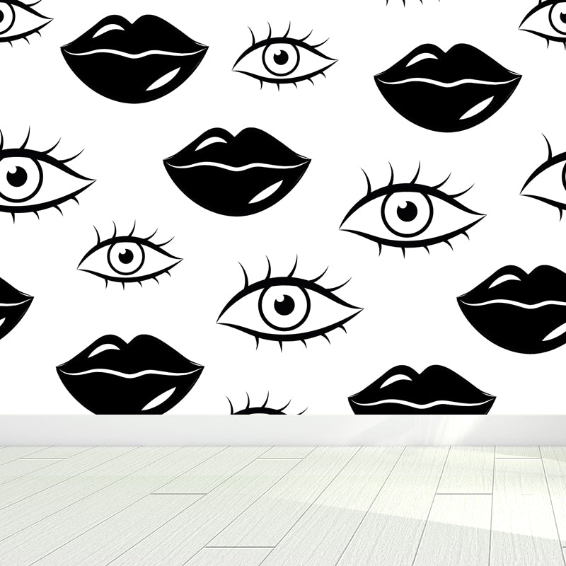 Black and White Modern Mural Decal Big Geometric Shapes Wall Art for Kids Bedroom