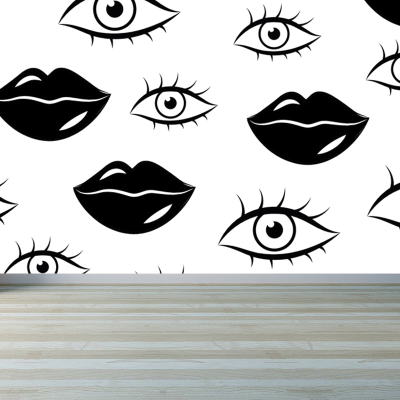 Black and White Modern Mural Decal Big Geometric Shapes Wall Art for Kids Bedroom