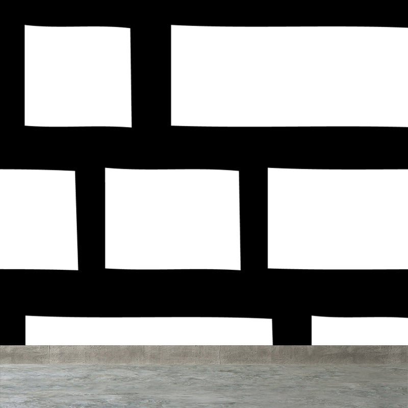 Contemporary Geometrical Wallpaper Mural Black and White Washable Wall Decor for Room