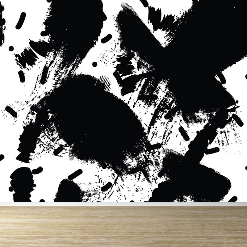 Modern Geometric Wall Paper Mural for Kids Room Custom Wall Covering in Black-White