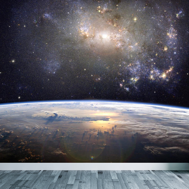 Non-Woven Big Dark Mural Contemporary Milky Way Wall Covering, Custom Size Available