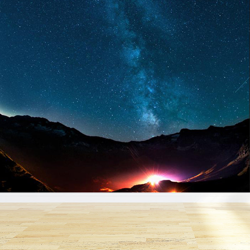 Non-Woven Big Dark Mural Contemporary Milky Way Wall Covering, Custom Size Available