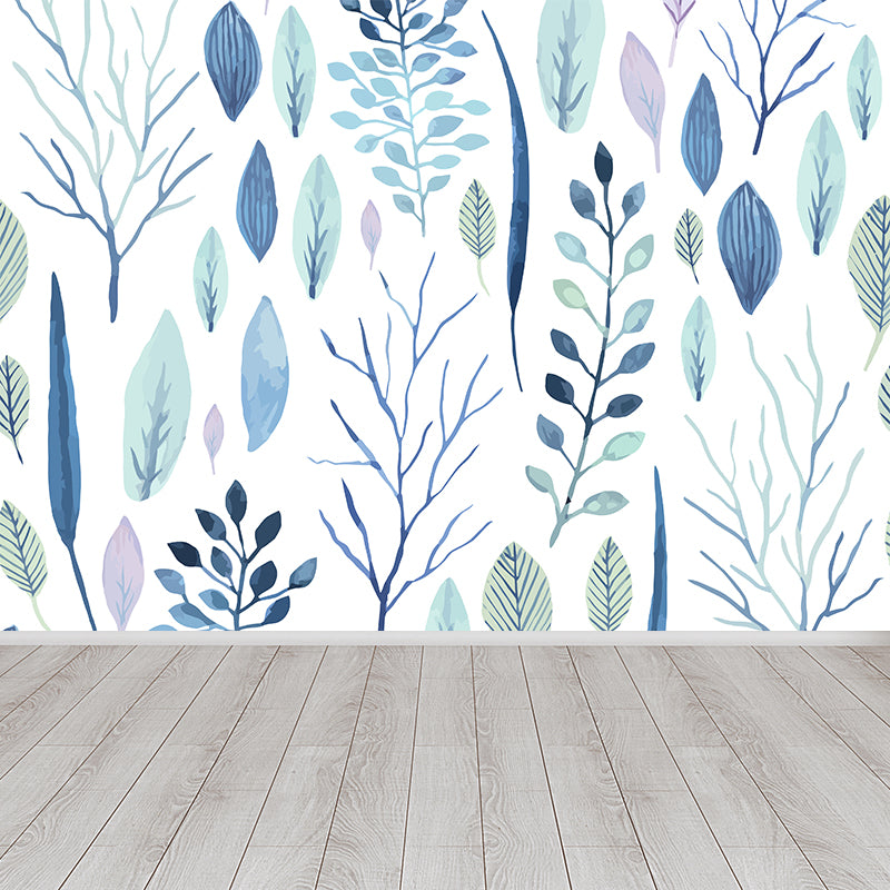 Large Flower Wall Paper Mural Modernist Pretty Plant Wall Covering in Light Color