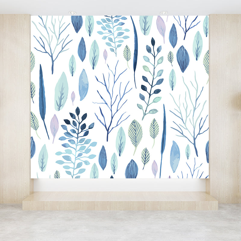 Large Flower Wall Paper Mural Modernist Pretty Plant Wall Covering in Light Color
