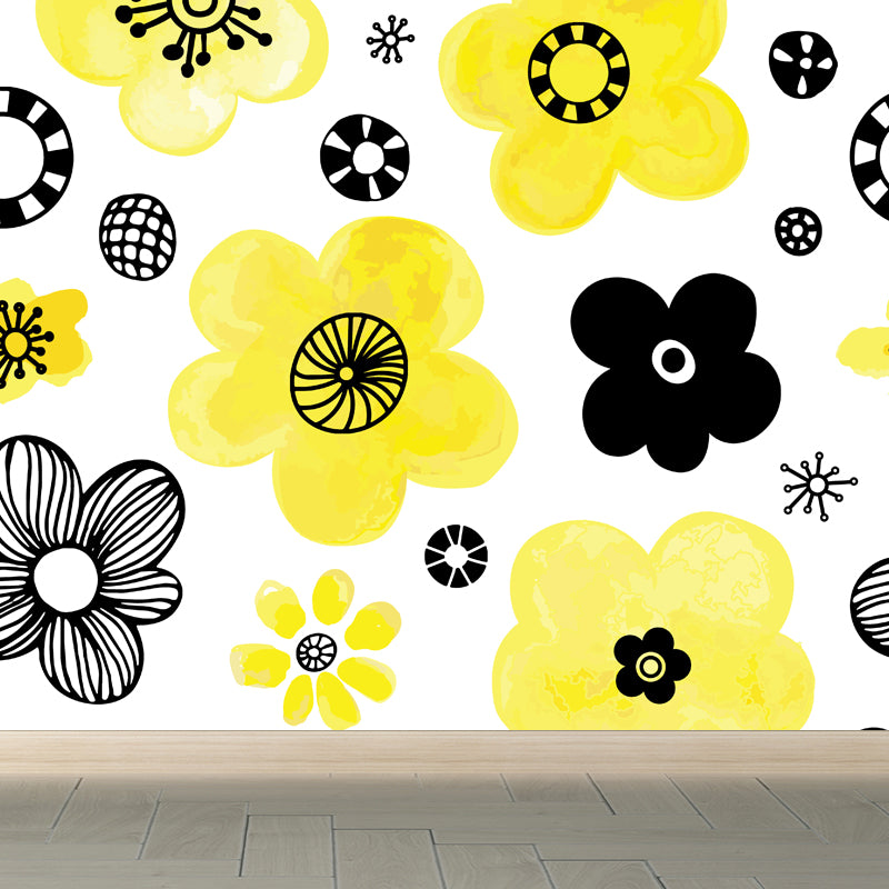Bright Flowers Wall Mural Decal Stain Resistant Wall Decor for Kindergarten, Custom Made