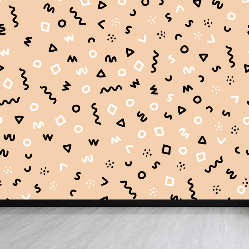 Kids Geometric Shapes Wall Mural for Nursery Personalized Wall Covering in Bright Color